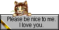 from catstuff! banner that reads 'please be nice to me, i love you'